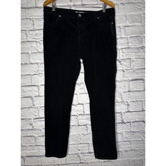 Michael Kors‎ Black Corduroy Straight Leg Pants Women’s Size 12 Cotton Blend - Picture 1 of 9